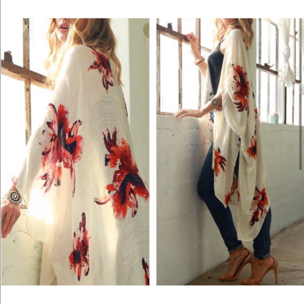 Spring Floral Print Kimono